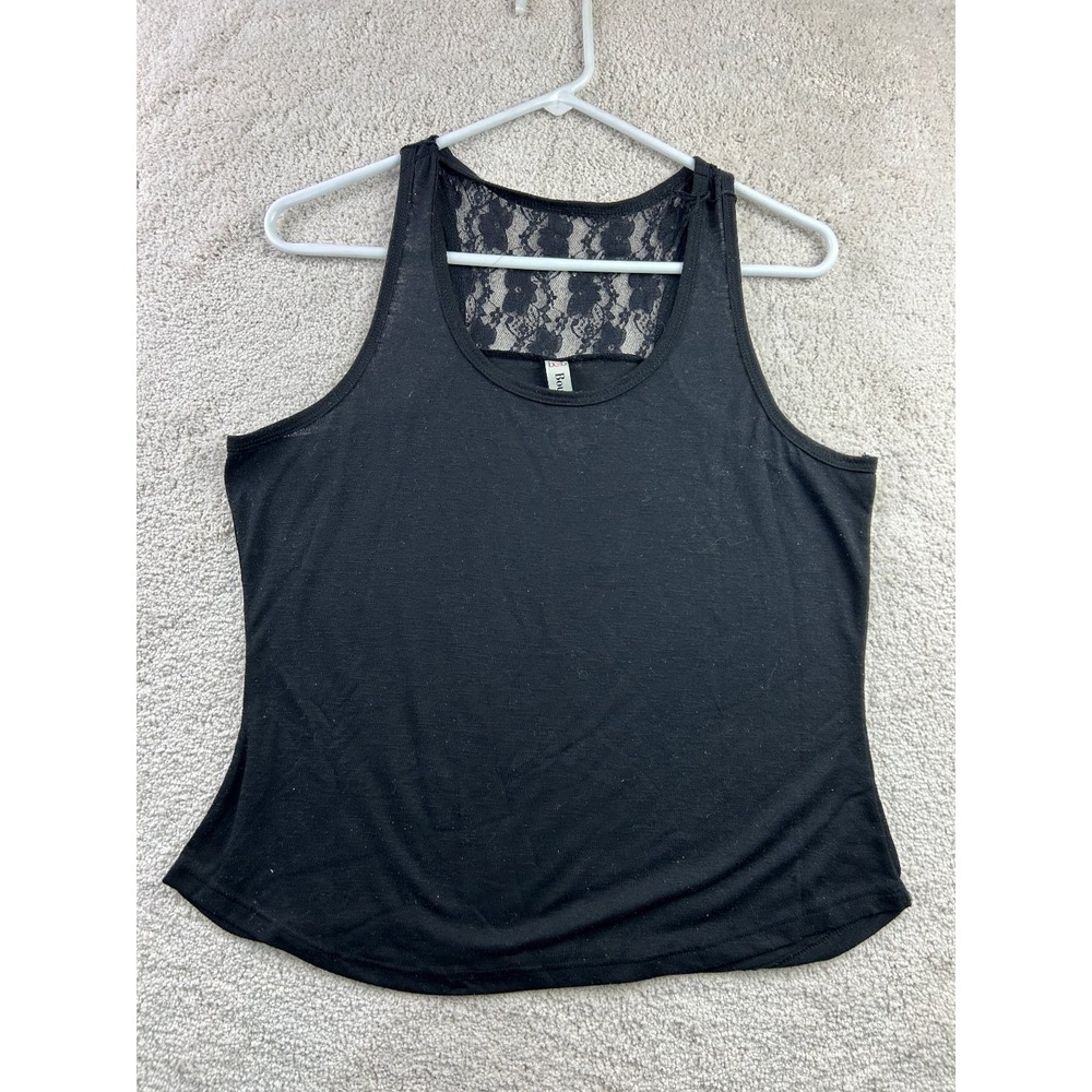 b&b Boutique Women's Black Large Tank Top Lace Back Polyester‎
